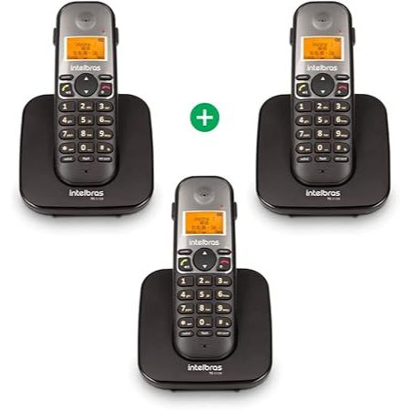 Telefone Sem Fio Digital com Dois Ramais Adicionais TS 5123 Preto Intelbras