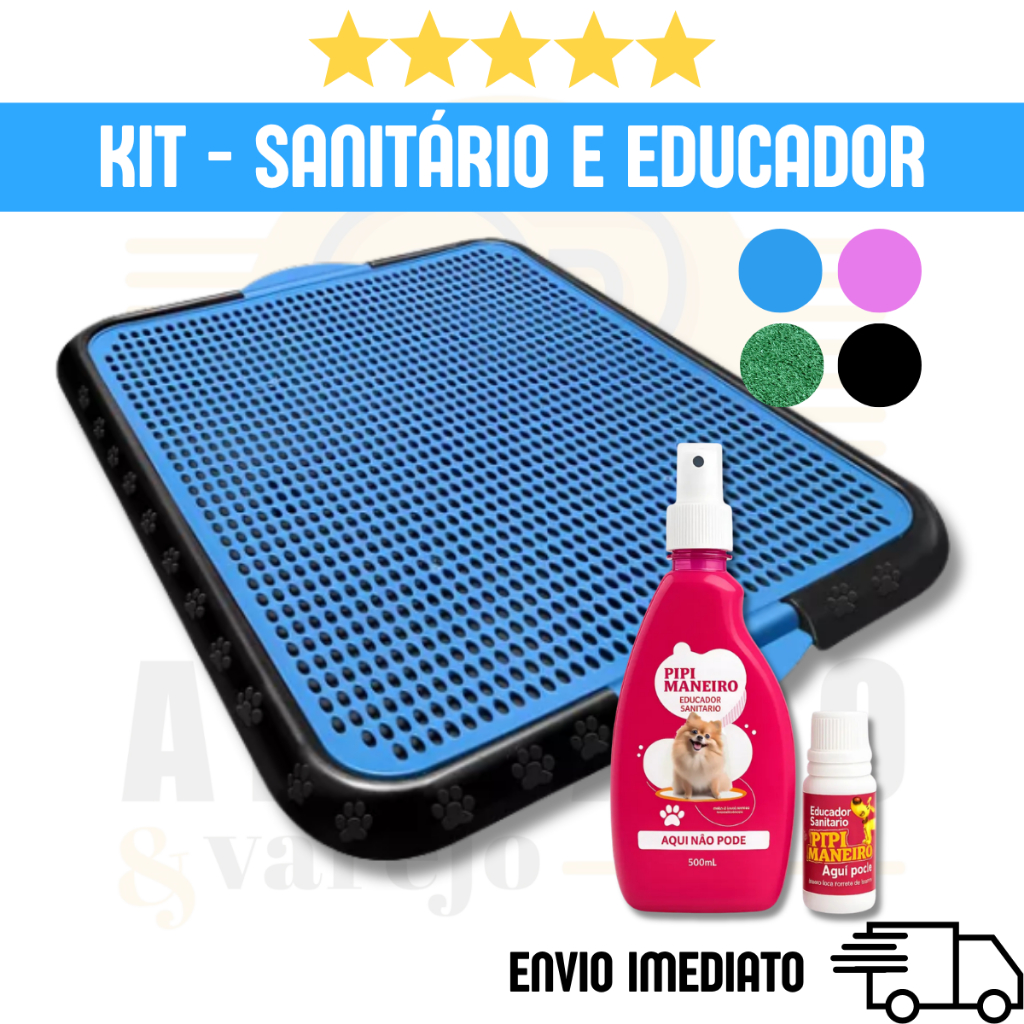 Kit Sanitário p/ Treinamento Tapete Higiênico + Educador Pipi Maneiro | Xixi Pode Pet Cães Cachorro