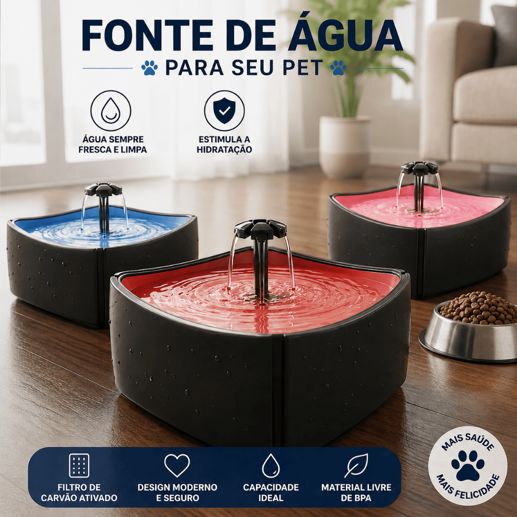 Fonte De Água Bebedouro Para Gatos E Cães 1 Litros Bivolt Mec Pet