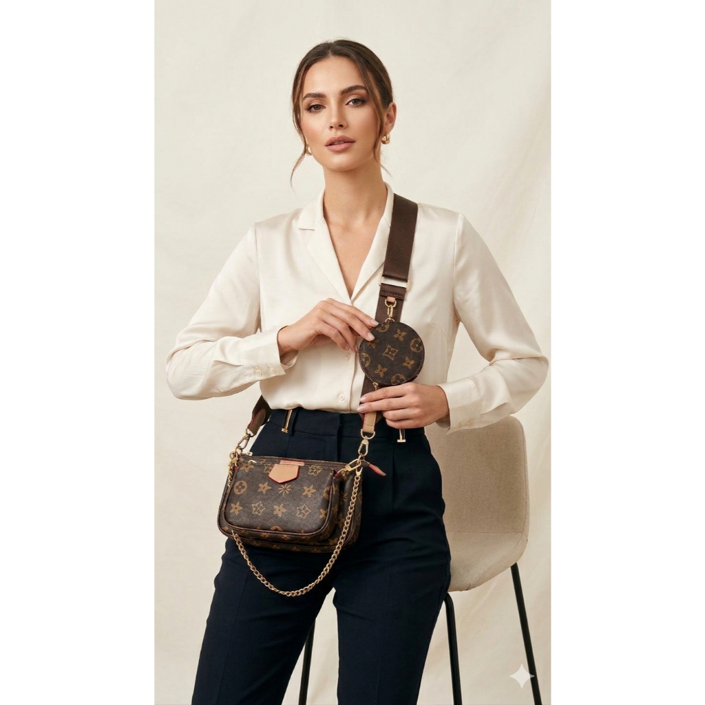 Bolsa Feminina 3 em 1 Alça Transversal Removível Porta-moedas Promoção Envio Imediato