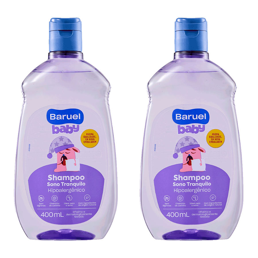 Kit C/2 Shampoo Infantil Sono Tranquilo 400ml Baruel Baby