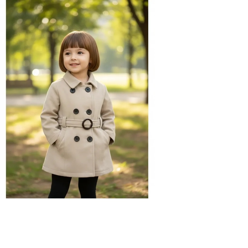 Casaco Trench Coat Moleton e Calça Legging Tratorada  Fashion Meninas Roupas de Inverno/Frio