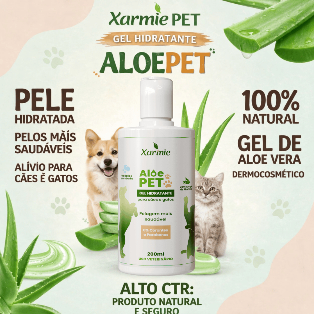 Gel de Aloe Vera Babosa Para Cães e Gatos AloePet 200g