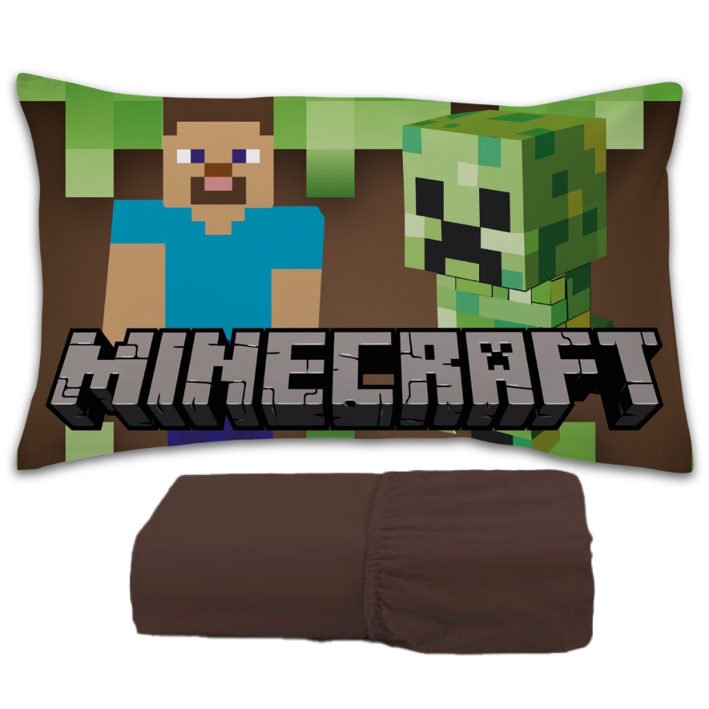 Jogo De Lençol 2 peças Infantil Temático De Personagens - Minecraft