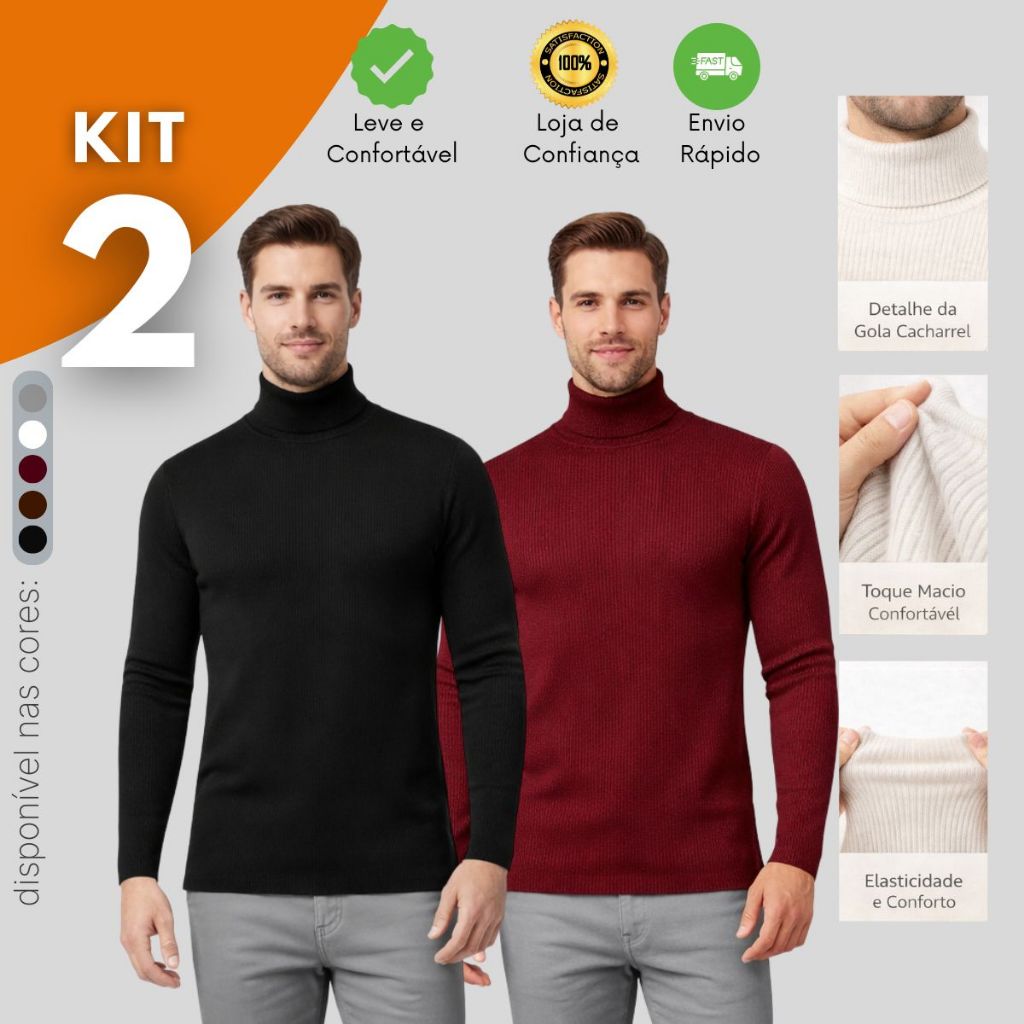Kit 2 Blusa  Masculina Cacharrel Canelada