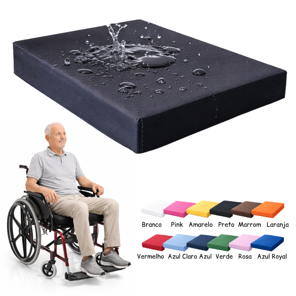 Almofada Para Cadeira De Rodas Impermeável Resistente A Pronta Entrega 43x43x5cm  Firme