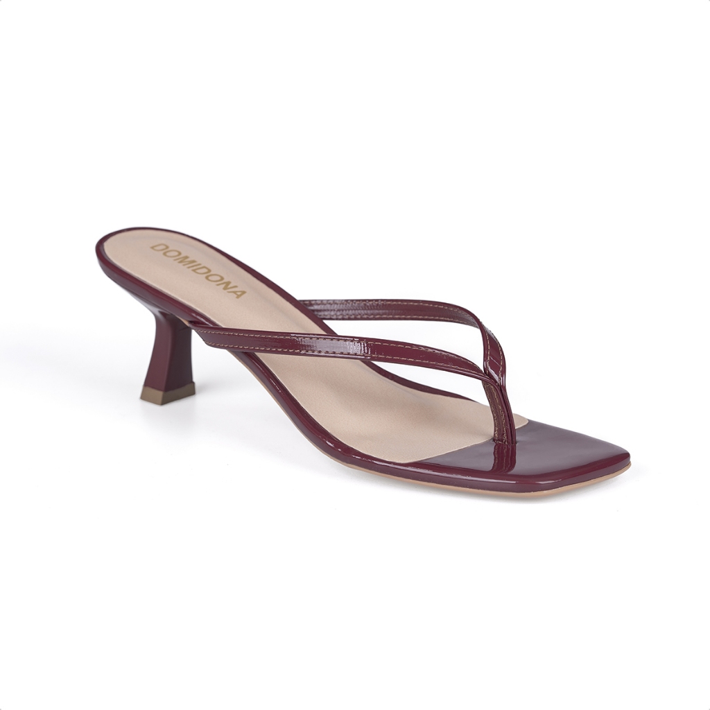 Tamanco de Dedo Domidona Bico quadrado Salto Fino Kitten Heel Elegante