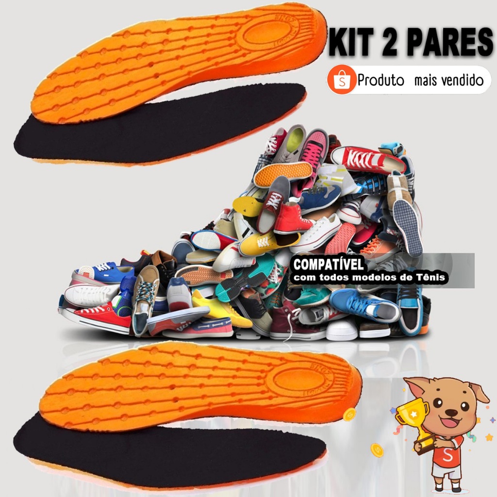 kIT COMBO 2 PARES PALMILHA ORTOPÉDICA DE GEL MACIA PARA TÊNIS CHUTEIRA BOTA SAPATENIS CONFORT-LINE
