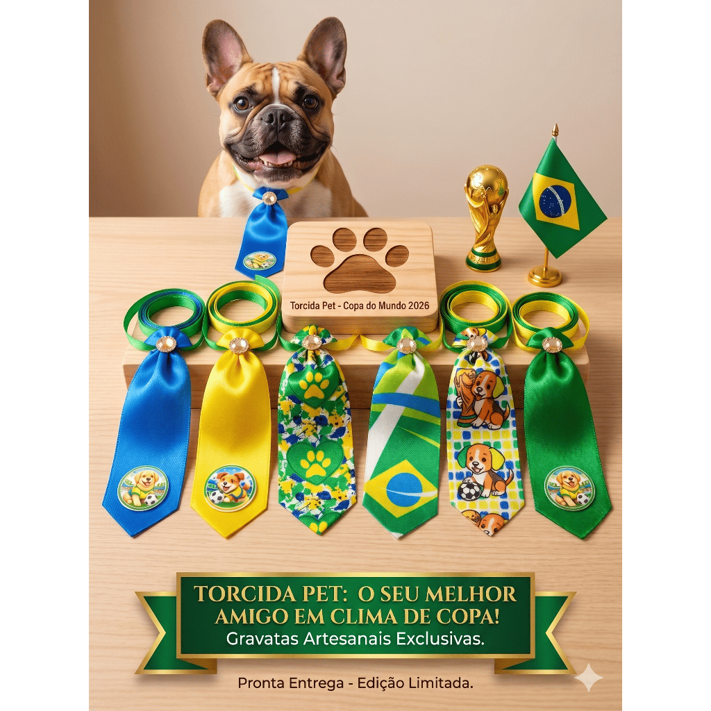 Kit Gravatas Pet Copa do Mundo com 20 Gravatas Banho e Tosa Gravata Pet  Cães e Gatos Pet Shop