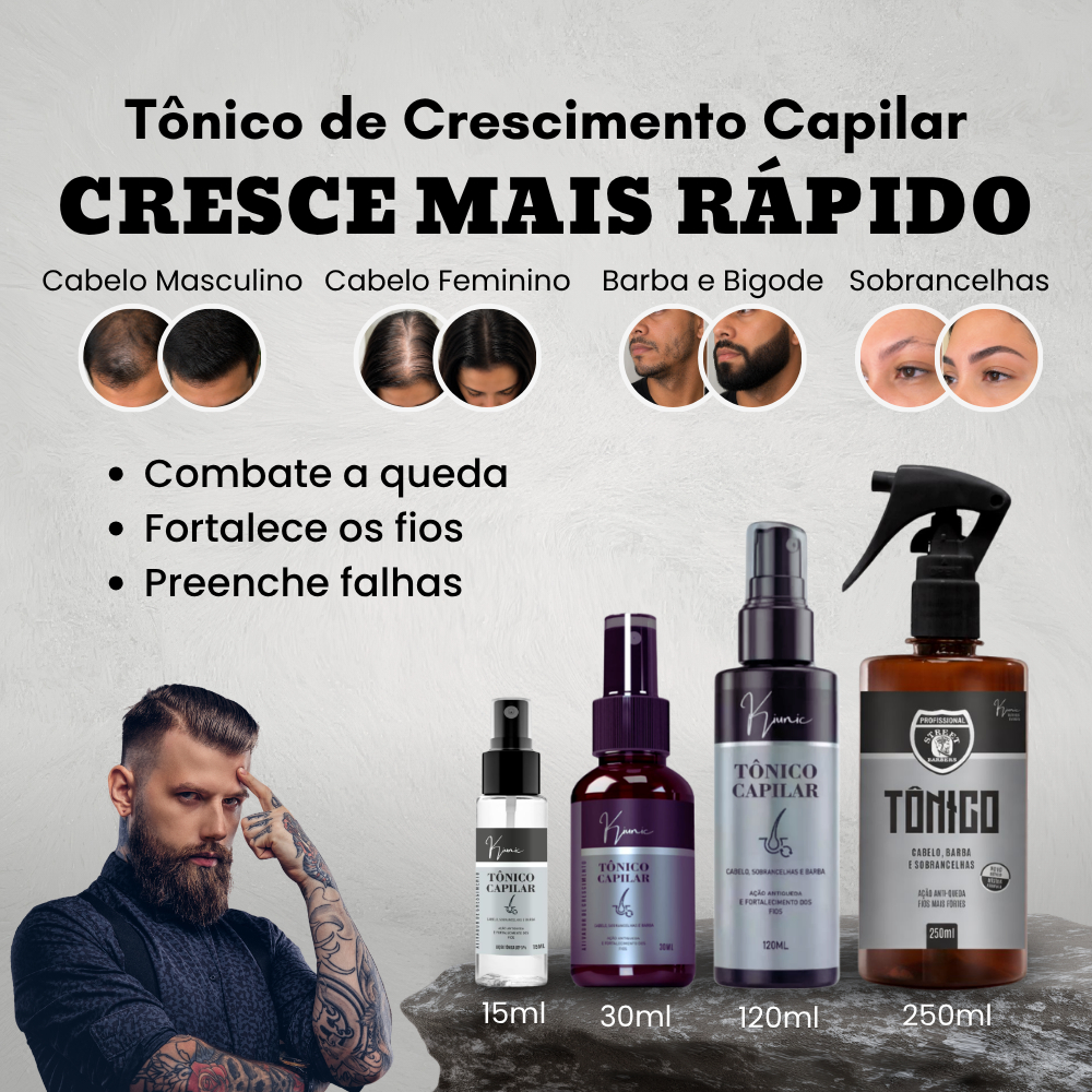 Tônico Capilar Crescimento Cabelo Barba Sobrancelha Kiunic Street Barbers