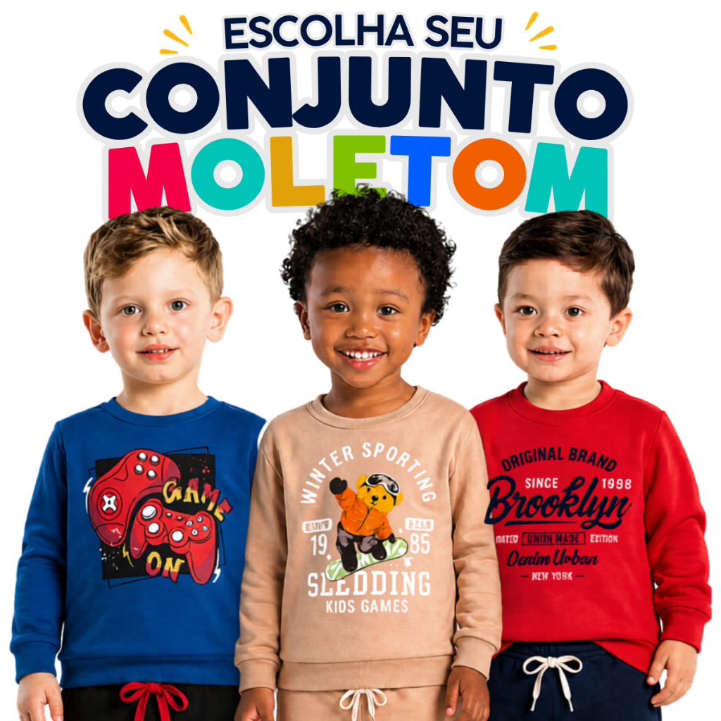 Conjunto Moletom Infantil Menino Bebe - Escolha de Estampa