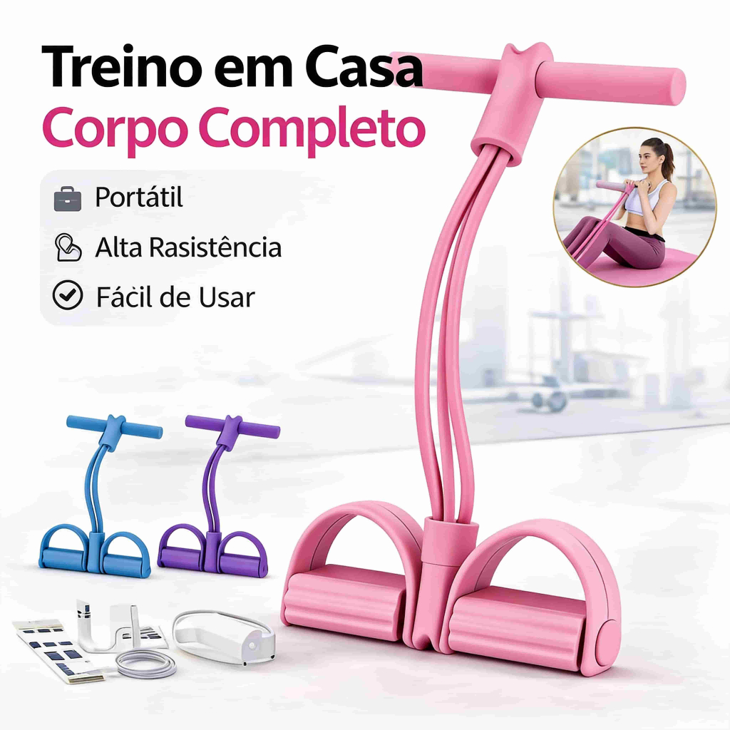 Elástico de Exercício com Apoio para Pés para Maior Estabilidade