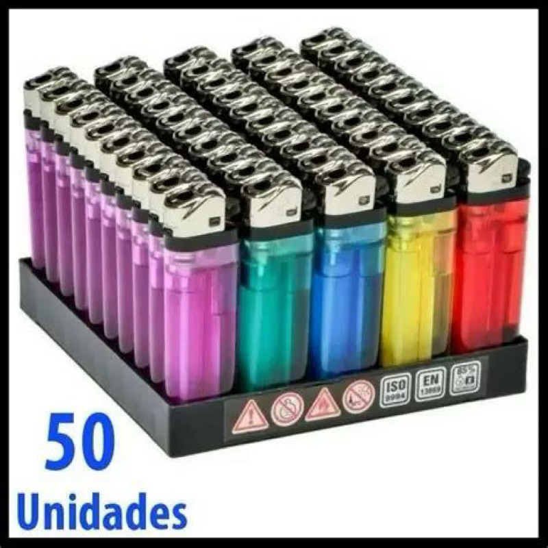 50 isqueiro simples colorido recarregáveis !