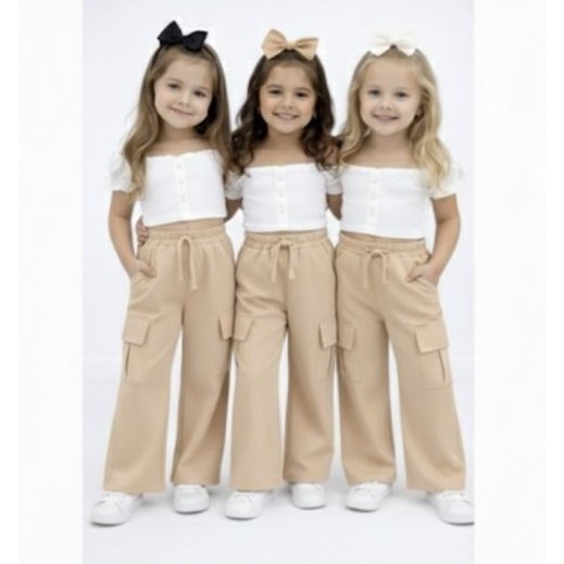 Calça Alfaiataria Luxo Infantil e Juvenil Menina 4 a 8  Cargo Moda Blogueira Menina
