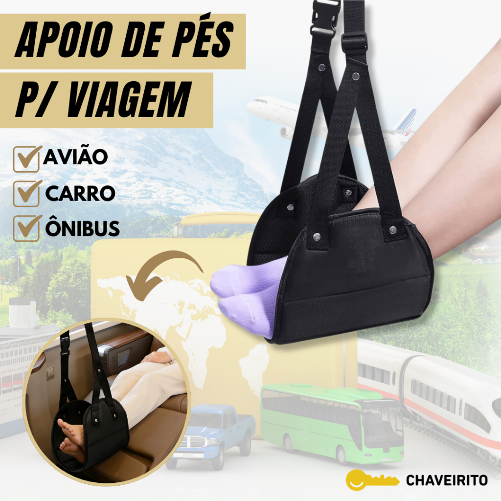 Apoio de Pé Portátil para Viagem | Descanso para Pernas | Conforto em Avião, Carro e Escritório