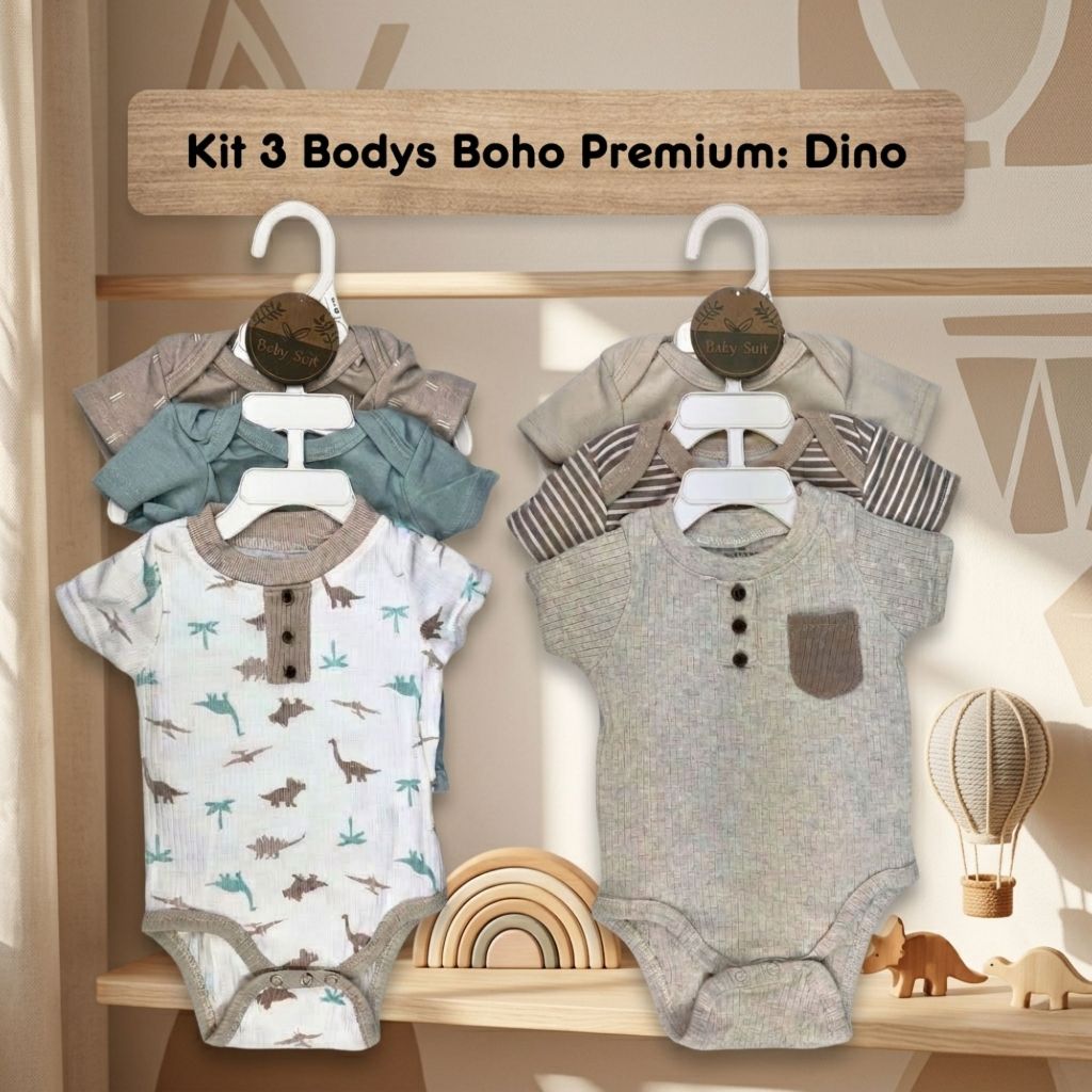 Kit 3 Bodys Premium Tons Neutros
