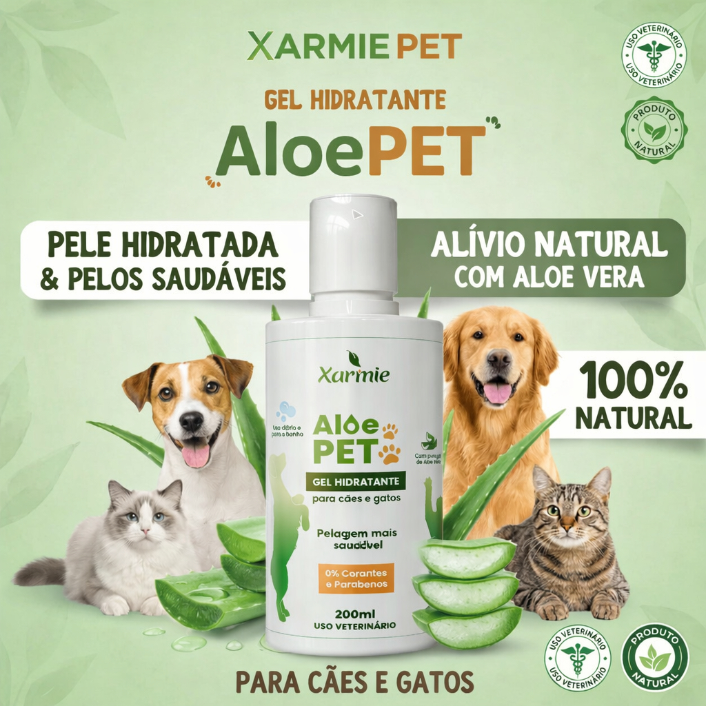 Gel de Aloe Vera Babosa Para Cães e Gatos Aloe Pet 200g Xarmie