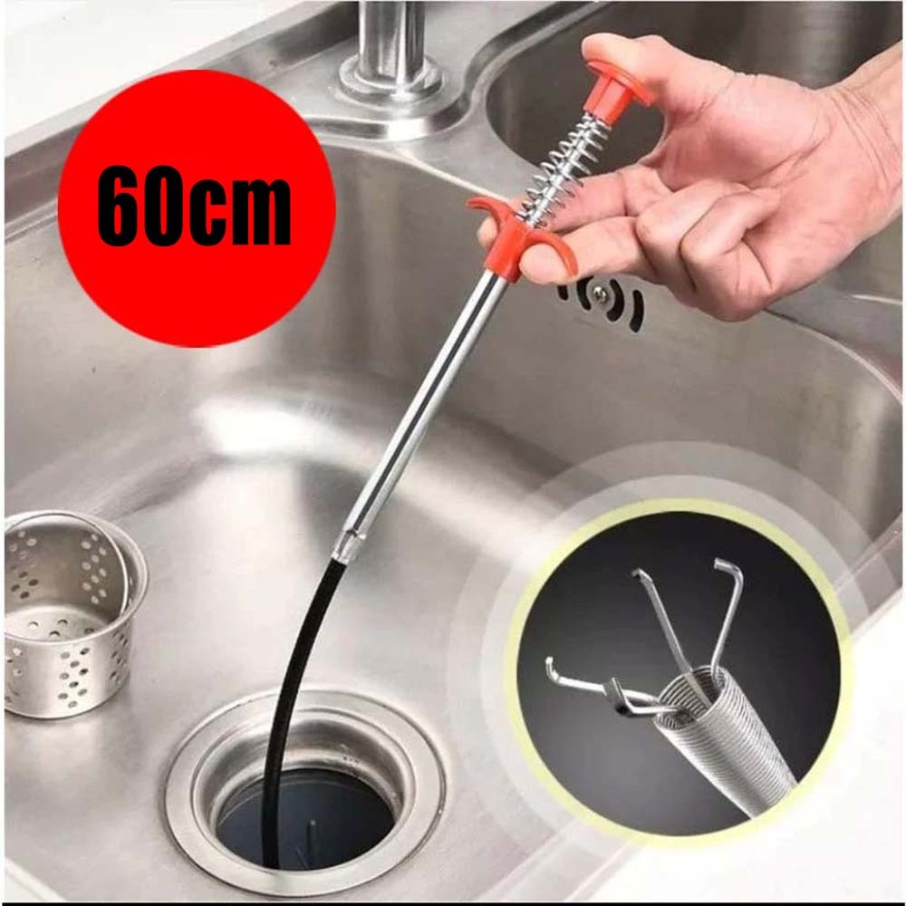 Desentupidor Multiuso de Ralo e Pia com Pegador de Cabelo - 60 cm，Must have para o lar！