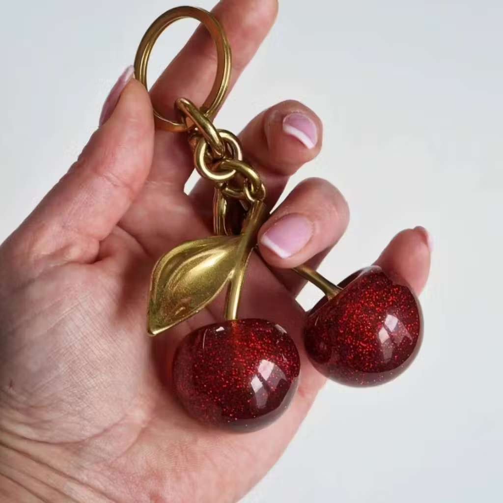 Chaveiro De Cristal Cereja Pingente Criativo Saco Charme Para Presente De Feriado Feminino