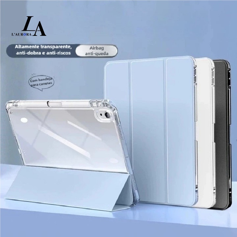 Capa acrílico de alta transparência iPad 5-11（A16）e ipad Air/mini  com porta Apple Pencil