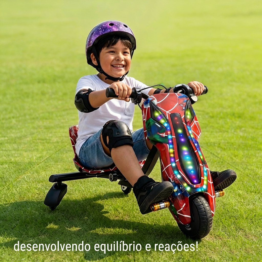 Trike Drift Elétrico Infantil com Luzes LED - Velocidade até 25km/h, Presente de aniversário，Presente de Dia das Criança