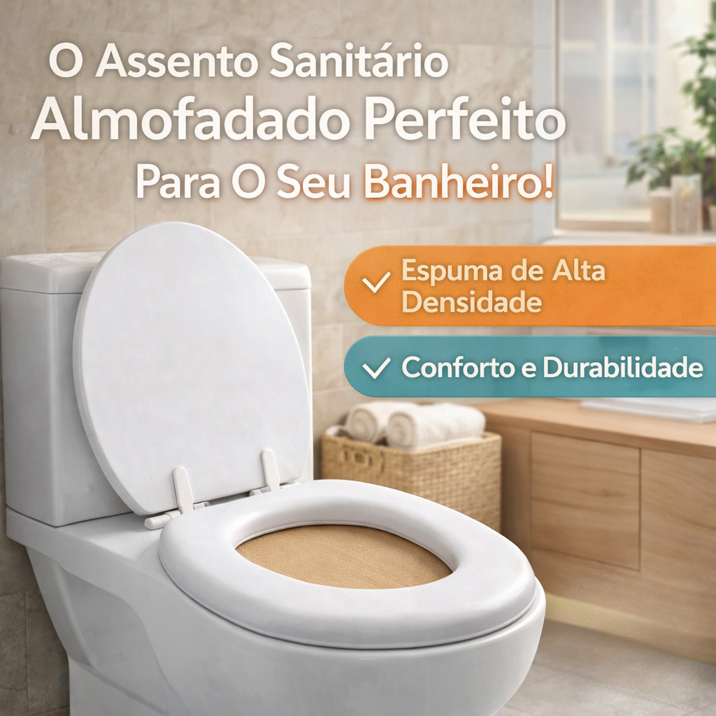 Assento Sanitário Almofada Oval Universal Tampa Fechamento Suave Facil de Limpar