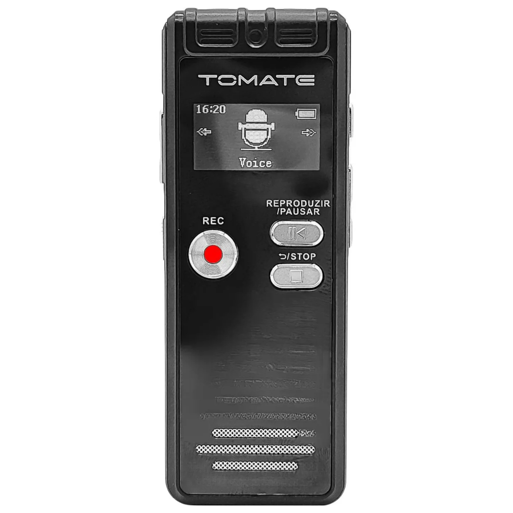 Gravador De Voz Profissional Portátil Digital Tomate 8gb Cor Preto recarregável