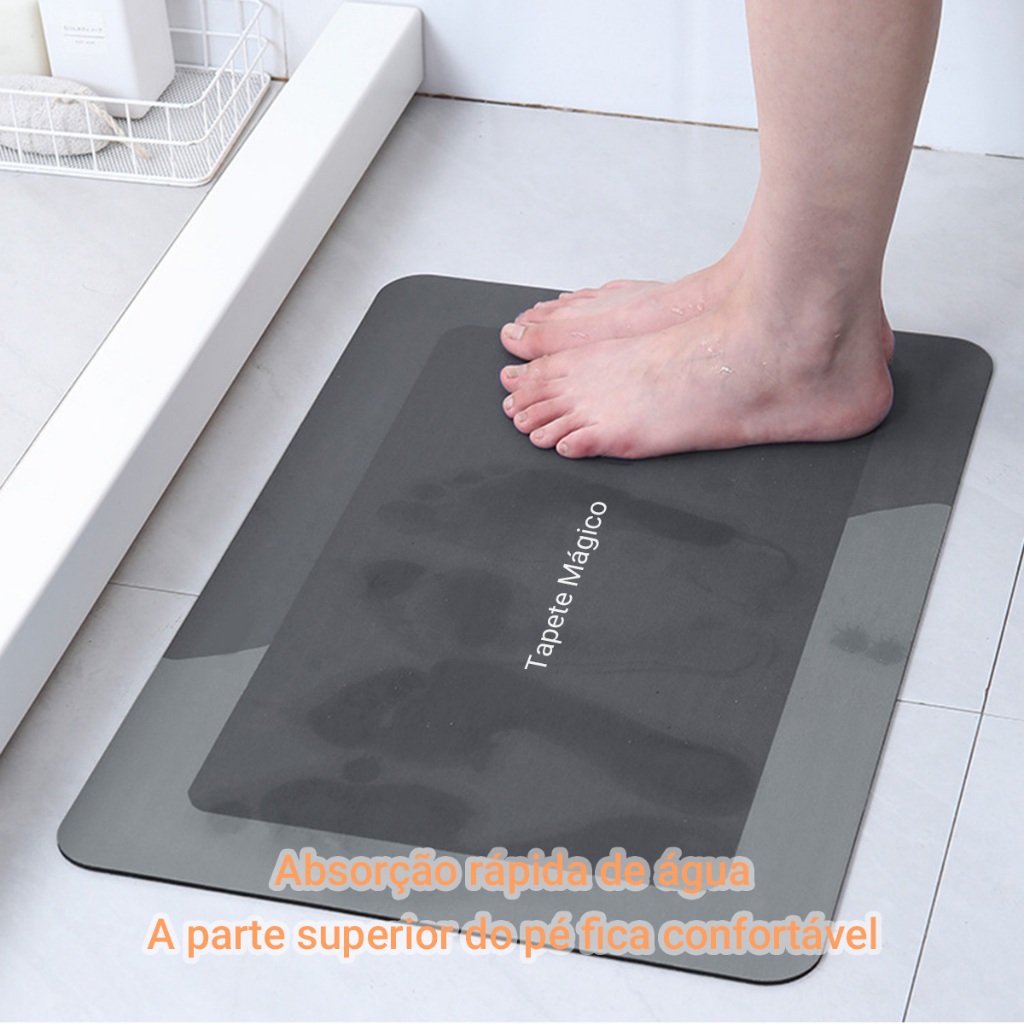 Kit com 2 Tapetes de Banheiro de Terra de Diatomáceas, Absorção Rápida, Antiderrapante, Macio e Seguro, Ideal para Banhe