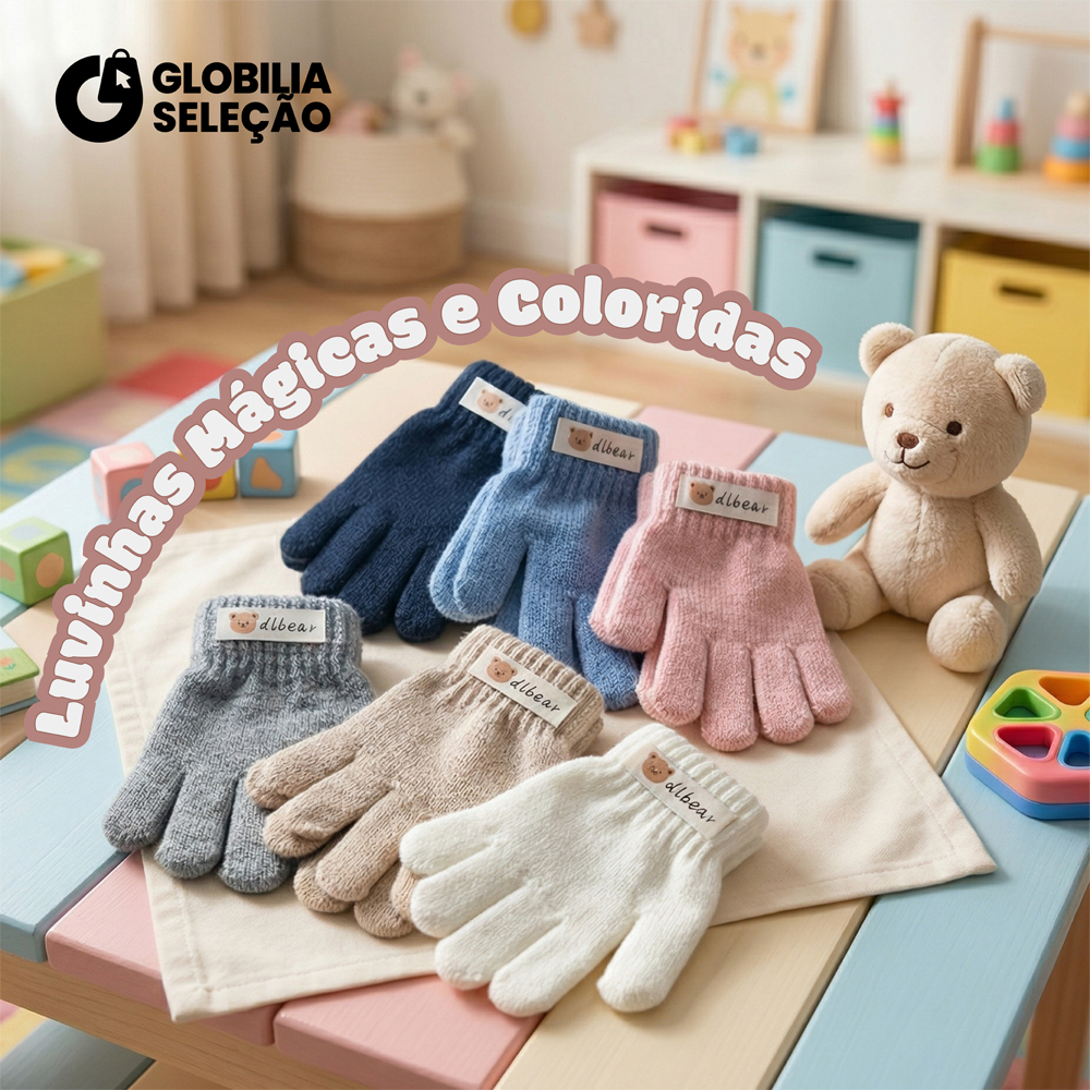 Luvas Infantil Inverno de Lã Térmica Infantil Tricô Menino Menina FYX0007CE