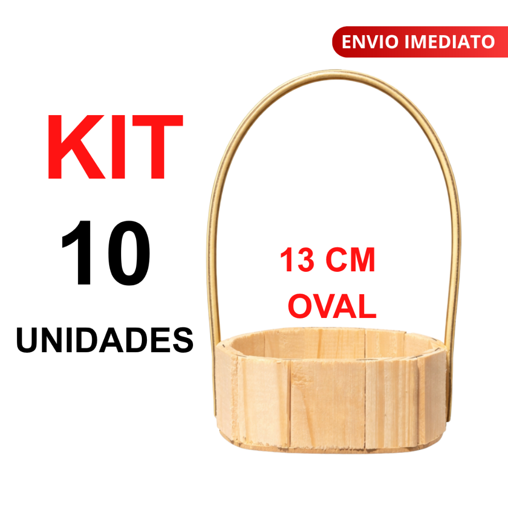 Kit 10 Cesta Oval 13 Centímetros com alça dia das maes namorados