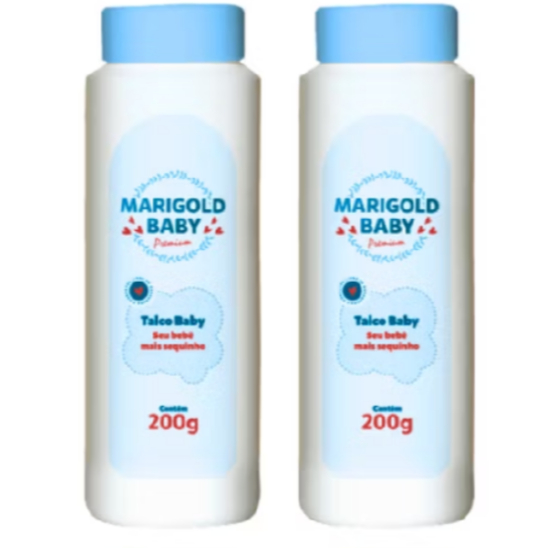 Kit 2 Talco Infantil em Pó Marigold Baby Seu mais  bebê sequinho 200g Cada