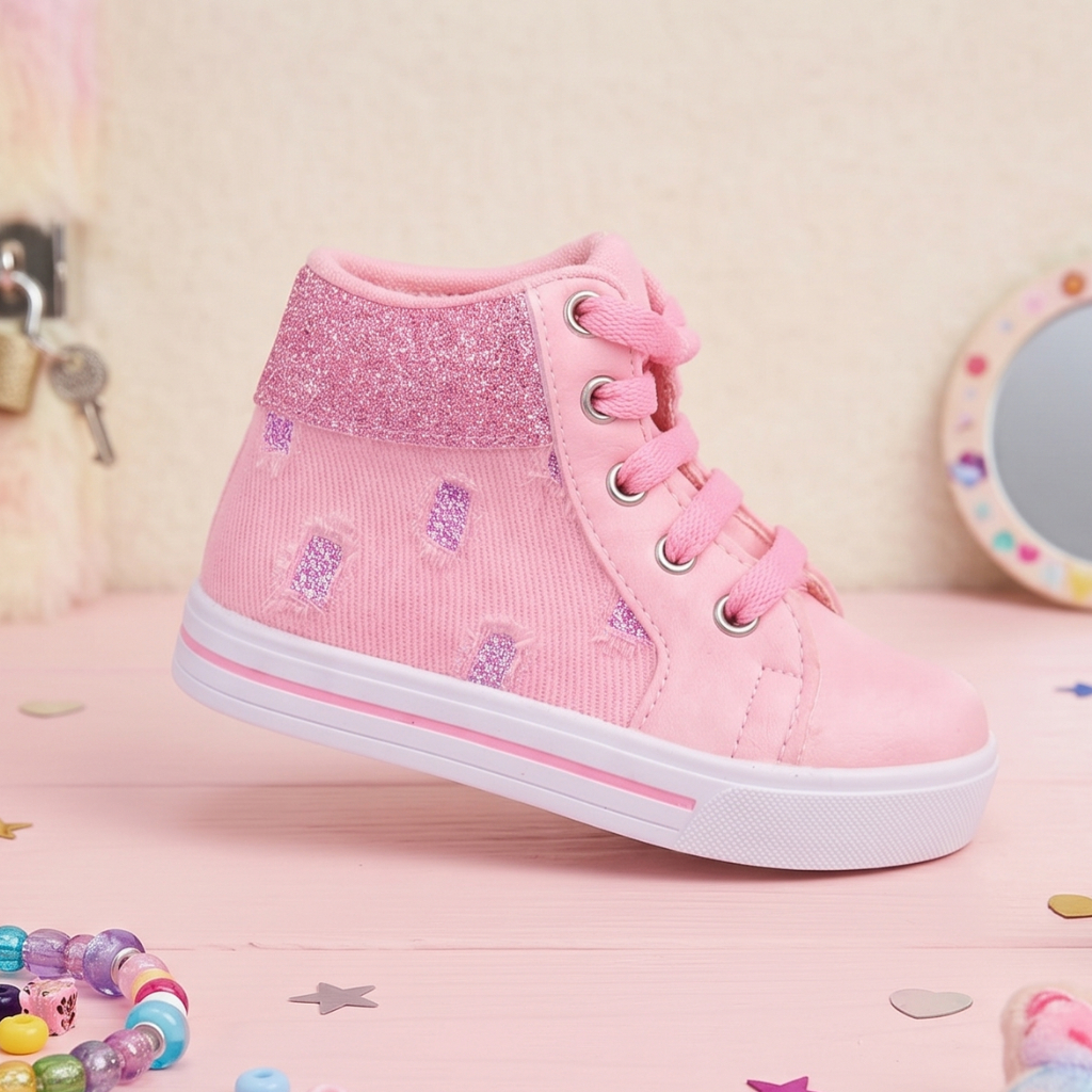 Bota Infantil Menina Glitter Brilho Antiderrapante Estilosa Confortável Moda Atual