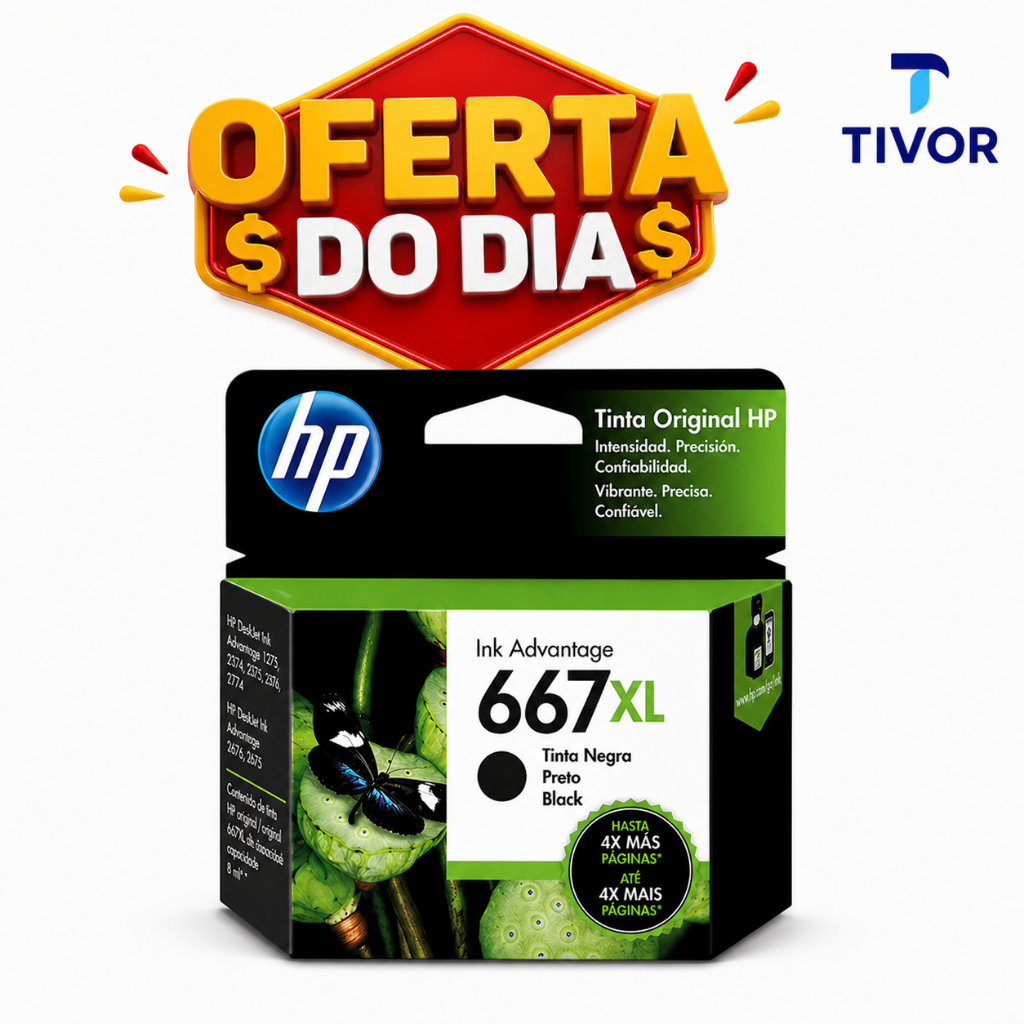 Cartucho HP 667XL Preto Original E Lacrado Compatível Impressoras Deskjet Ink Advantage 2800 2774