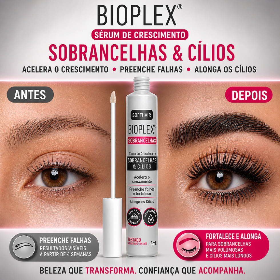 Sérum Crescimento Sobrancelhas e Cílios SoftHair Bioplex Original | Volume, Alongamento e Falhas