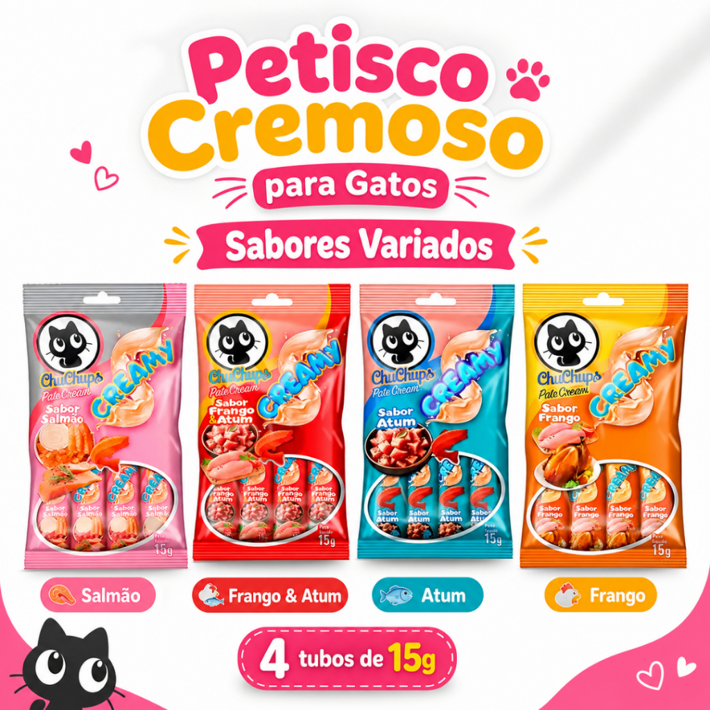 Petisco para Gatos ChuChups Tipo Churu 4 Tubos – Sabores Variados