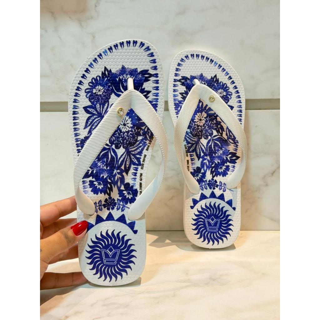 Chinelo Feminino Estilo Praia Verão Estampado Tropical Colorido