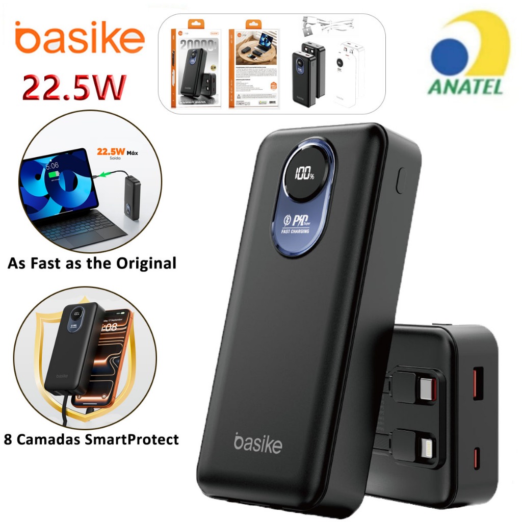 Basike Carregador Portátil Portátil Grande 20000mAh Bateria Externa Para IPhone Samsung
