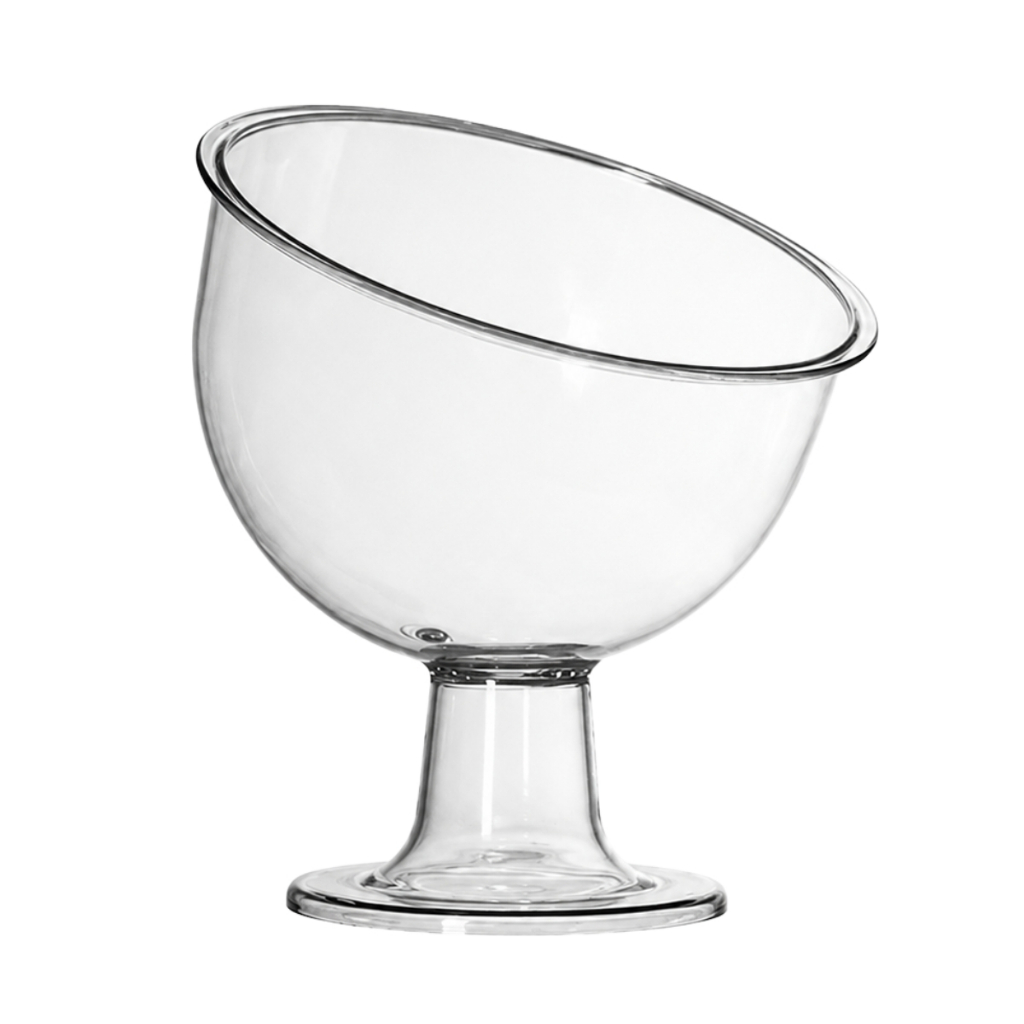 Taça Inclinada Media C/Pedestal Acrílica Para Doces 1 Litro Três Triangulos