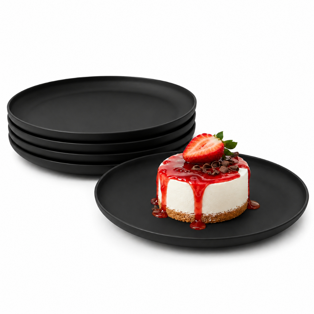 Jogo 4 Prato Sobremesa Plastico Raso 19cm Material Duro Resistente Microondas Bpa Free Restaurante