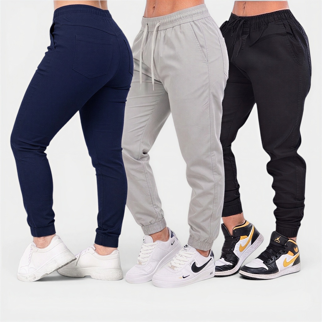 Calças Feminina Jogger Punho Bolso Elastano Estilosas fashion