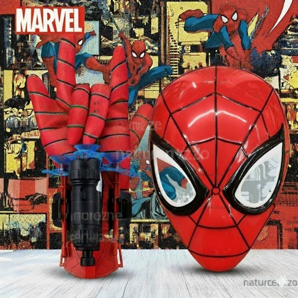 Kit Luva Lança Teia + Máscara Do Homem Aranha Brinquedo infantil Lançador Dardos