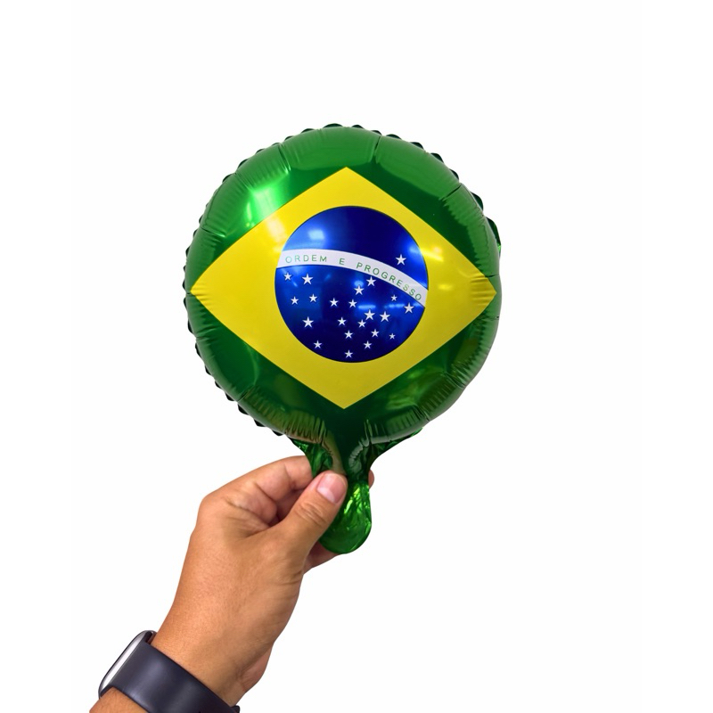 10 Balão Bola Brasil 10 pol 25cm Metalizado  Verde amarelo copa do mundo futebol enfeite decoracao