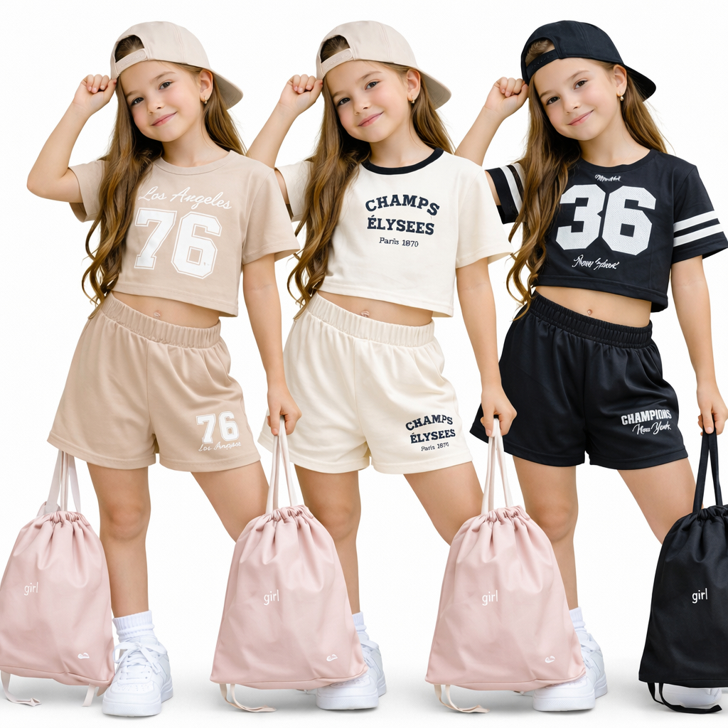 Kit com 03  Conjuntos Femininos Infantil Para Passeio
