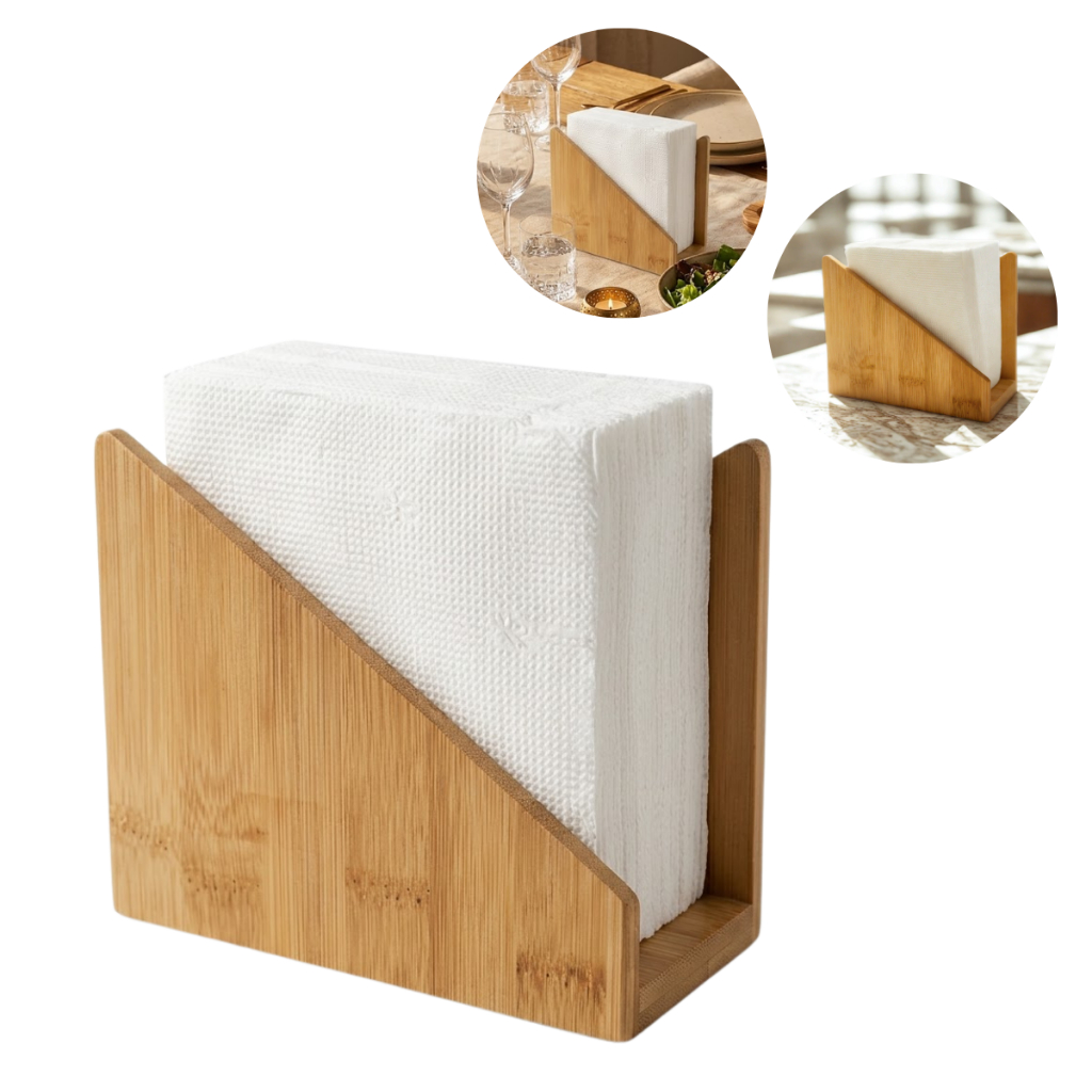 Porta Guardanapo de Bambu Grande para Mesa Suporte Madeira Organização Pra Mesa ENVIO IMEDIATO