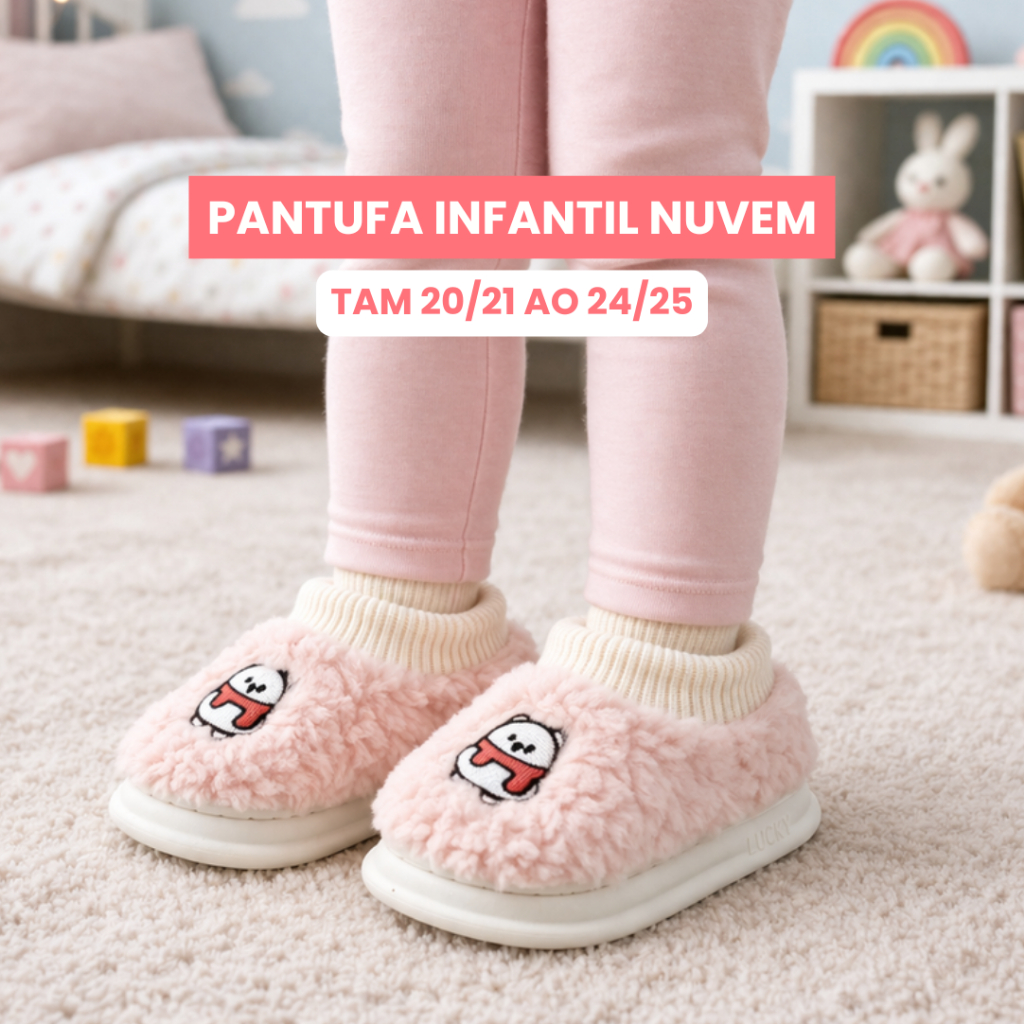Pantufa Infantil Menina Solado Nuvem Inverno