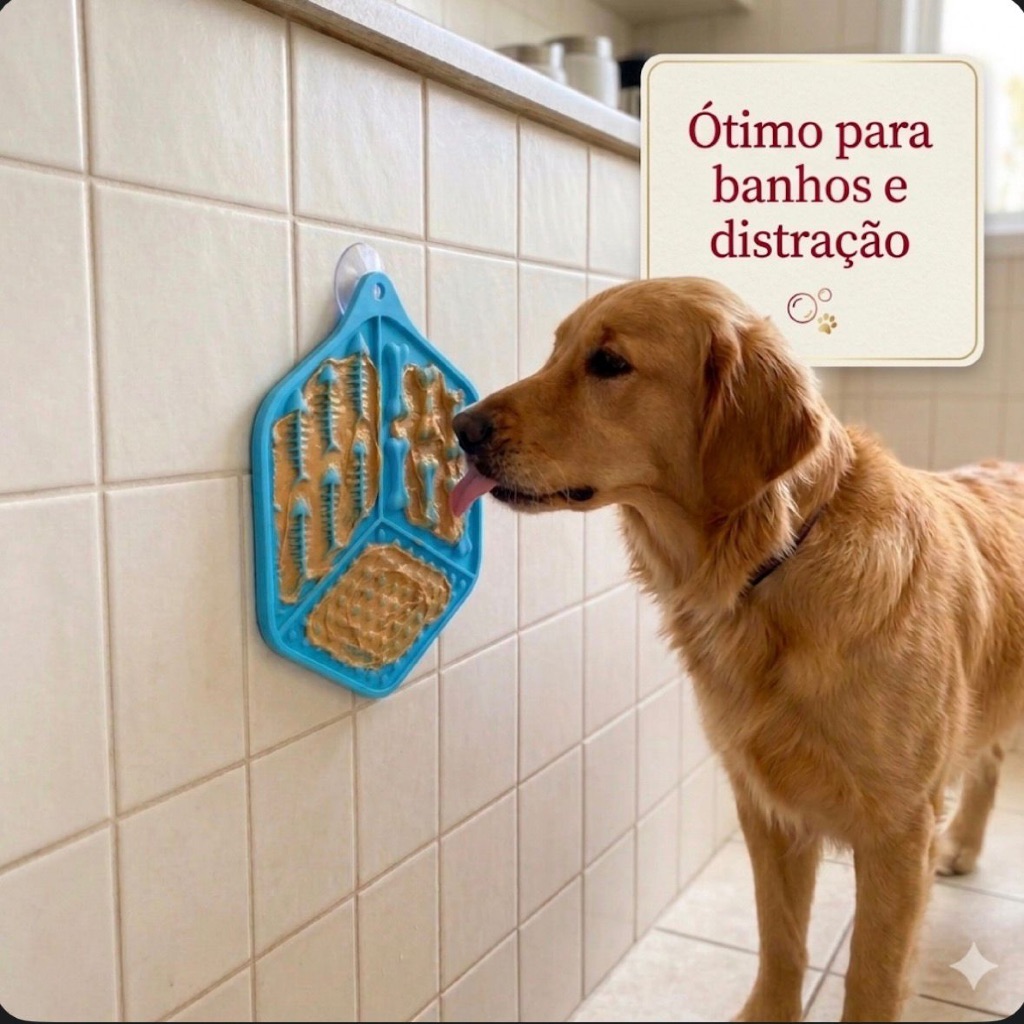 Tapete Comedouro Educativo De Lamber Para Cães Gatos Com Ventosa Pet
