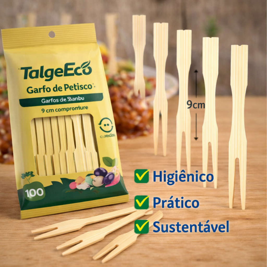 Kit Mini Garfos P/Petisco Aperitivo de Bambu Sustentável C/100, 300, 500 e 1000 Garfinhos Talge