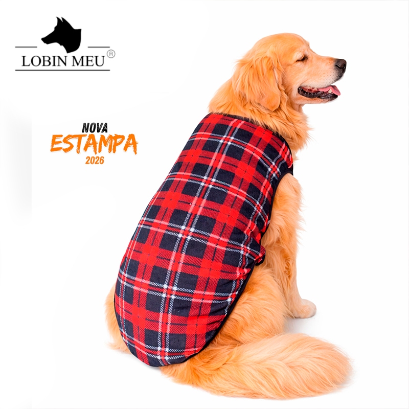 Roupa pet para cachorros em fleece Vermelho Escoces