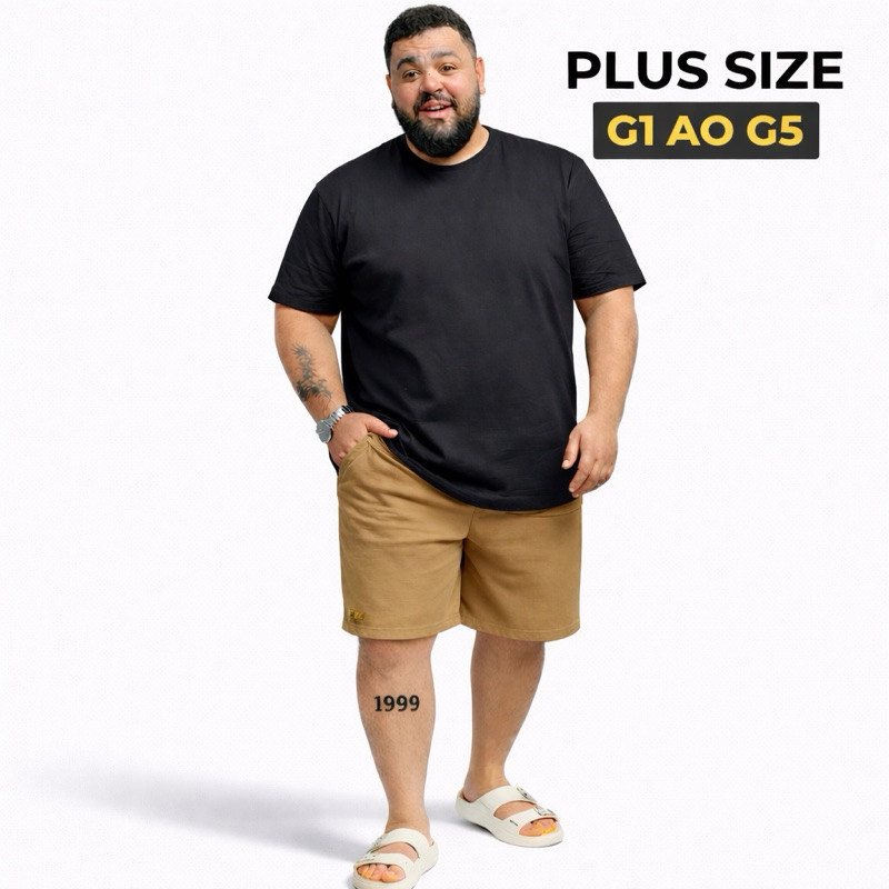 Short Plus Size Mauricinho em Linho – G1 G2 G3 G4 G5–Qualidade Premium -Bermuda Moda Praia - Sarja