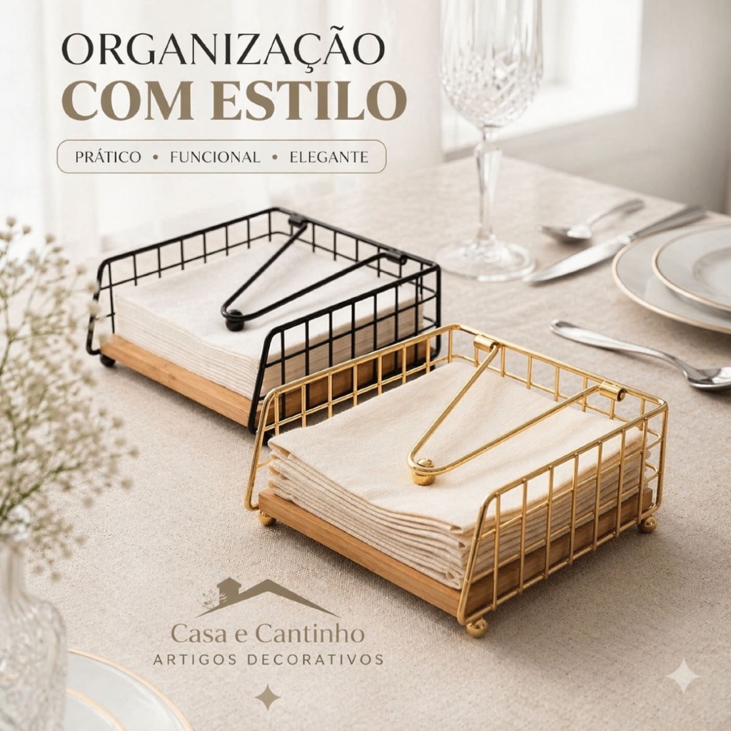 Suporte Porta Papel Toalha De Bambu Porta Guardanapo Preto Ou Dourado Multiuso Organizador Cozinha